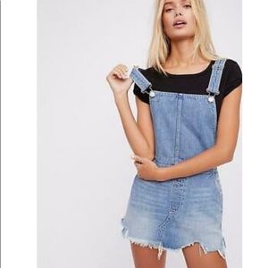 Free people blue denim overall dress